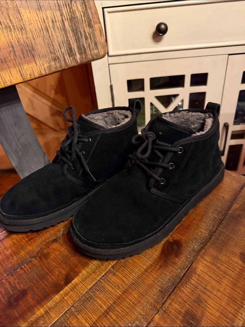 UGG Black Suede Chukka Boots with Shearling Lining